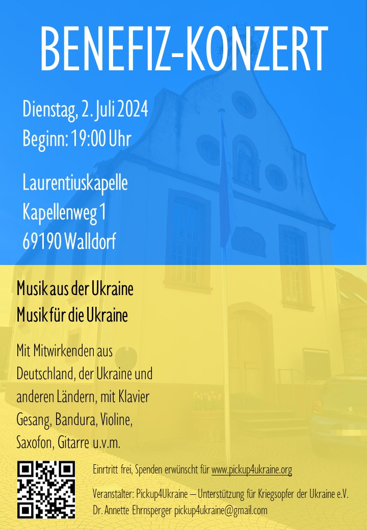 Benefizkonzert in Walldorf am 02. Juli 2024, 19:00 Uhr in der Laurentiuskapelle