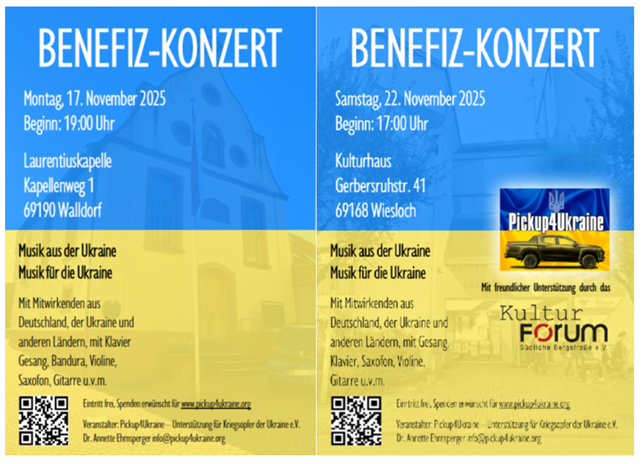 Ankündigung: Benefizkonzerte